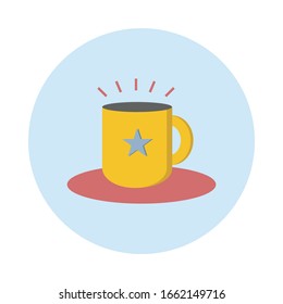 flat icon illustration editable coffee mug with star 