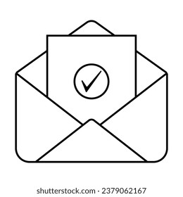Flat icon illustration of e-mail delivery. Icon symbol vector. Business and office concept. Black and white icon. Invitation sign and symbol.