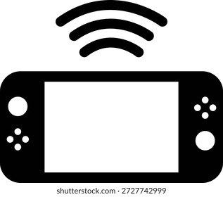 Ilustración plana del icono de una consola de juegos con conexión inalámbrica