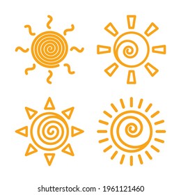 Flat icon illustration graphic symbol of summer sun vector set. Good for logo, web button, website design, and mobile app.