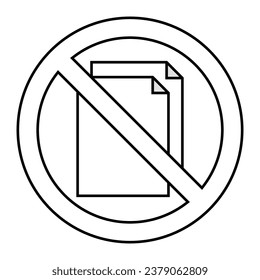 Icono plano de no papel. Vector de símbolo de icono. Concepto de negocio y oficina. Logo en blanco y negro. Guarda las señales de papel.