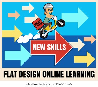 flat icon illustration online learning.Education concept vector format eps 10