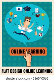 flat icon illustration online learning.Education concept vector format eps 10