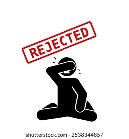 flat icon illustration of rejected sign character