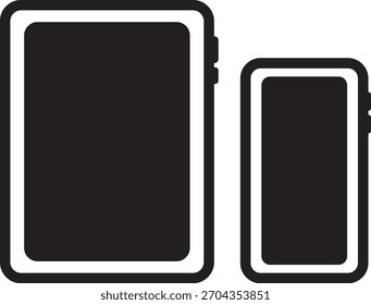 Flat icon illustration of a smartphone and tablet device set