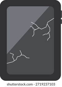 Flat icon illustration of a tablet with a cracked screen