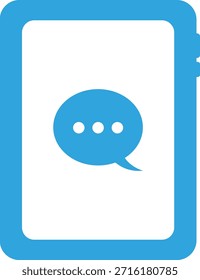 Ilustración plana del icono del dispositivo de la tableta y la burbuja del chat
