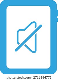 Flat icon illustration of tablet device and muted speaker
