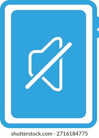 Flat icon illustration of tablet device and muted speaker
