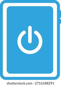 Flat icon illustration of tablet device and power on off button
