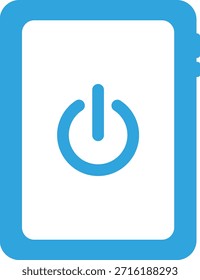 Flat icon illustration of tablet device and power on off button
