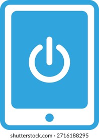 Flat icon illustration of tablet device and power on off button
