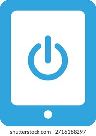 Flat icon illustration of tablet device and power on off button
