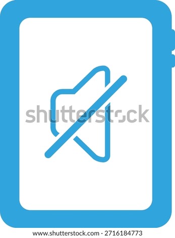 Flat icon illustration of tablet device and muted speaker
