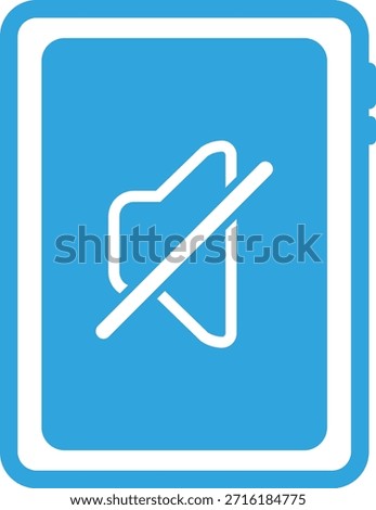 Flat icon illustration of tablet device and muted speaker
