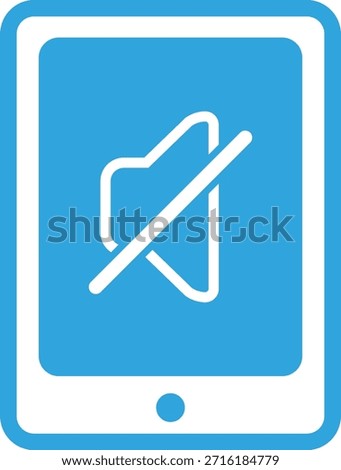 Flat icon illustration of tablet device and muted speaker
