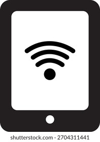 Ilustração em ícone plano de um tablet com conexão Wi-Fi