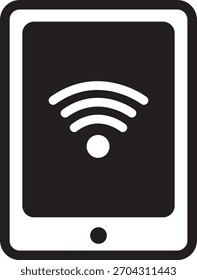 Ilustração em ícone plano de um tablet com conexão Wi-Fi