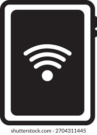 Ilustração em ícone plano de um tablet com conexão Wi-Fi