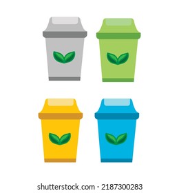 flat icon illustration of a trash can, cleanliness, go green, recycling, no littering vector design. flat icon