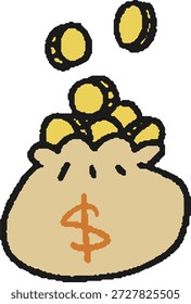 Flache Symbol-Illustration der US-Dollar-Geldtasche