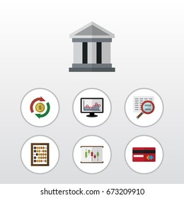 Flat Icon Incoming Set Of Bank, Interchange, Scan And Other Vector Objects. Also Includes Scan, Mastercard, Monitor Elements.