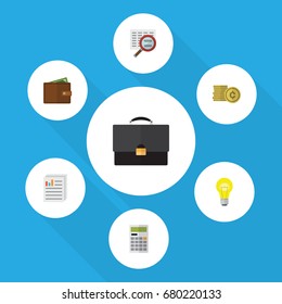 Flat Icon Incoming Set Of Billfold, Document, Cash And Other Vector Objects. Also Includes Portfolio, Finance, Calculator Elements.