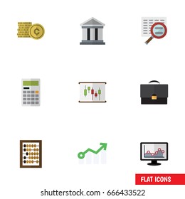 Flat Icon Incoming Set Of Calculate, Chart, Diagram And Other Vector Objects. Also Includes Calculate, Counter, Diplomat Elements.