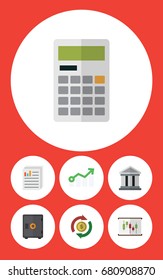 Flat Icon Incoming Set Of Calculate, Strongbox, Interchange And Other Vector Objects. Also Includes Calculator, Chart, Swap Elements.
