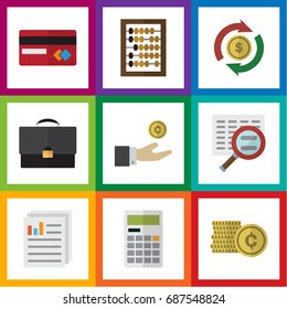 Flat Icon Incoming Set Of Calculate, Interchange, Document And Other Vector Objects. Also Includes Interchange, Diplomat, Exchange Elements.