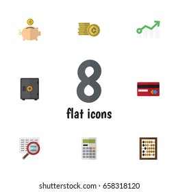 Flat Icon Incoming Set Of Counter, Strongbox, Payment And Other Vector Objects. Also Includes Strongbox, Counter, Diagram Elements.