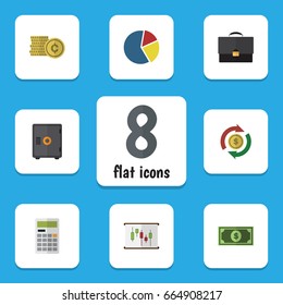 Flat Icon Incoming Set Of Diagram, Greenback, Interchange And Other Vector Objects. Also Includes Cash, Bar, Greenback Elements.