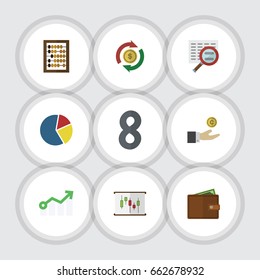 Flat Icon Incoming Set Of Graph, Interchange, Counter And Other Vector Objects. Also Includes Hand, Swap, Arrow Elements.