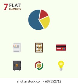 Flat Icon Incoming Set Of Graph, Counter, Interchange And Other Vector Objects. Also Includes Abacus, Mastercard, Document Elements.