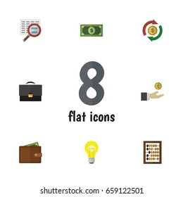 Flat Icon Incoming Set Of Greenback, Counter, Interchange And Other Vector Objects. Also Includes Search, Portfolio, Swap Elements.