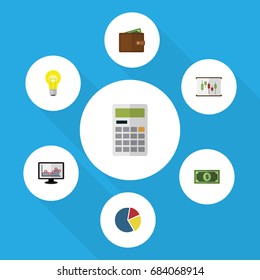 Flat Icon Incoming Set Of Greenback, Bubl, Calculate And Other Vector Objects. Also Includes Calculate, Wallet, Idea Elements.