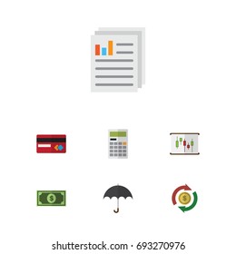 Flat Icon Incoming Set Of Greenback, Document, Calculate And Other Vector Objects. Also Includes Swap, Diagram, Card Elements.