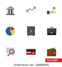 Flat Icon Incoming Set Of Growth, Payment, Portfolio And Other Vector Objects. Also Includes Mastercard, Architecture, Bank Elements.