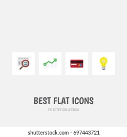 Flat Icon Incoming Set Of Growth, Bubl, Payment And Other Vector Objects. Also Includes Scan, Magnifier, Credit Elements.