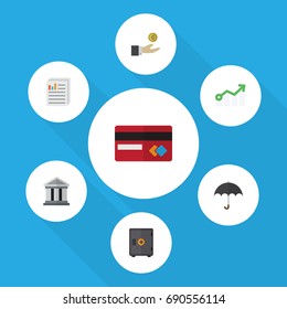 Flat Icon Incoming Set Of Hand With Coin, Growth, Strongbox Vector Objects. Also Includes Growth, Diagram, Building Elements.