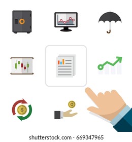 Flat Icon Incoming Set Of Interchange, Chart, Parasol And Other Vector Objects. Also Includes Growth, Umbrella, Swap Elements.