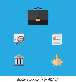 Flat Icon Incoming Set Of Portfolio, Scan, Bank And Other Vector Objects. Also Includes Diplomat, File, Briefcase Elements.