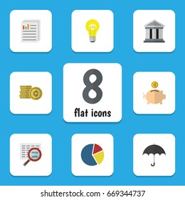 Flat Icon Incoming Set Of Scan, Document, Graph And Other Vector Objects. Also Includes Architecture, Cash, Coin Elements.