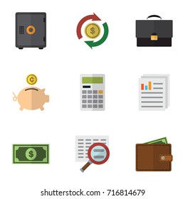 Flat Icon Incoming Set Of Scan, Calculate, Billfold And Other Vector Objects. Also Includes Calculate, Billfold, File Elements.