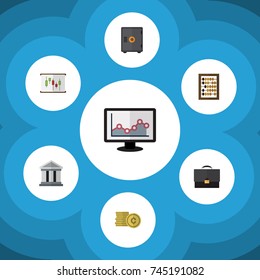 Flat Icon Incoming Set Of Strongbox, Diagram, Portfolio And Other Vector Objects. Also Includes Calculator, Safe, Briefcase Elements.