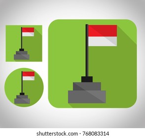 flat icon Indonesia flag is on the pole