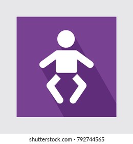 Flat icon of infant baby with long shadow