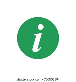 Flat icon information on green circle isolated on white background. Vector illustration.