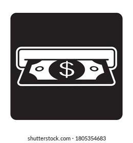 Flaches Icon einfügen Bargeld oder erhalten Geld im Geldautomaten für Apps und Websites