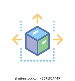 Flat icon of an interactive activity cube toy for children.